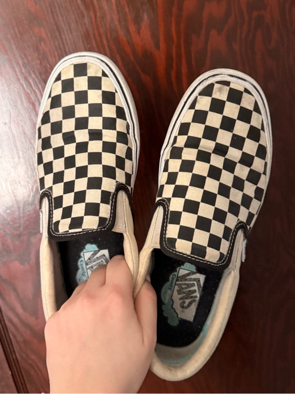 Vans ComfyCush Checkerboard Slip-On Shoes - Black & Cream